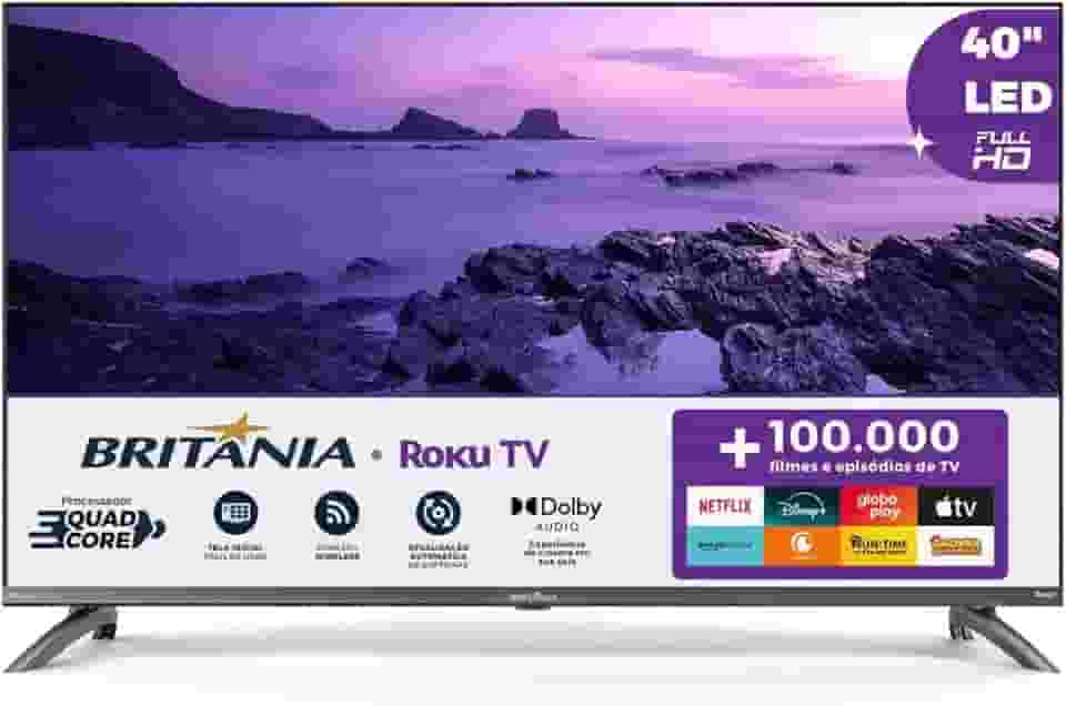 Smart TV 40' Britânia Roku TV LED Dolby Audio BTV40M9GR2CGB