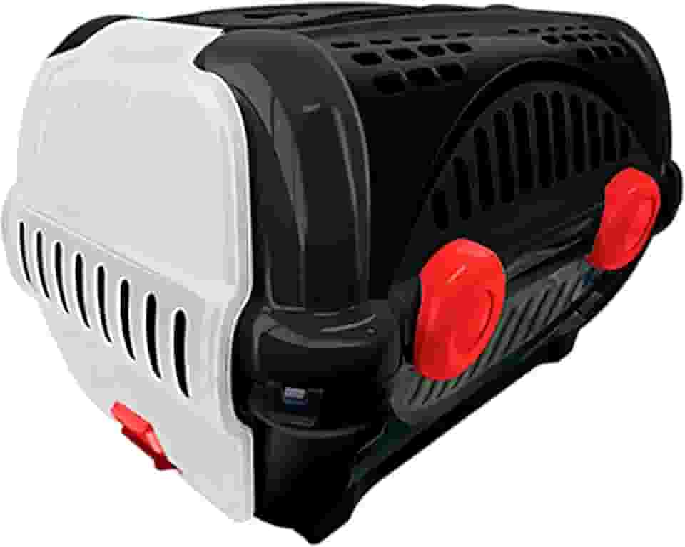 Caixa de Transporte para Cães e Gatos Luxo – Montagem Fácil – Caixa Transportadora ideal para Viagem e Veterinário, Novo Fechamento Sem Parafuso, Prático, Seguro e Confortável (PRETO, N 1)