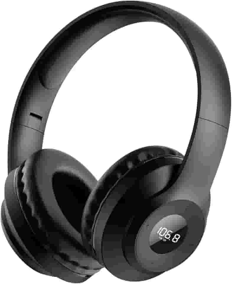 kamapulo Fones de Ouvido de Rádio Fm Recarregáveis e Portáteis X5 com Melhor Recepção, Display Led, Protetores de Ouvido Macios, Receptor de Rádio de Fone de Ouvido Fm para Reuniões, Trabalhos, Caminh