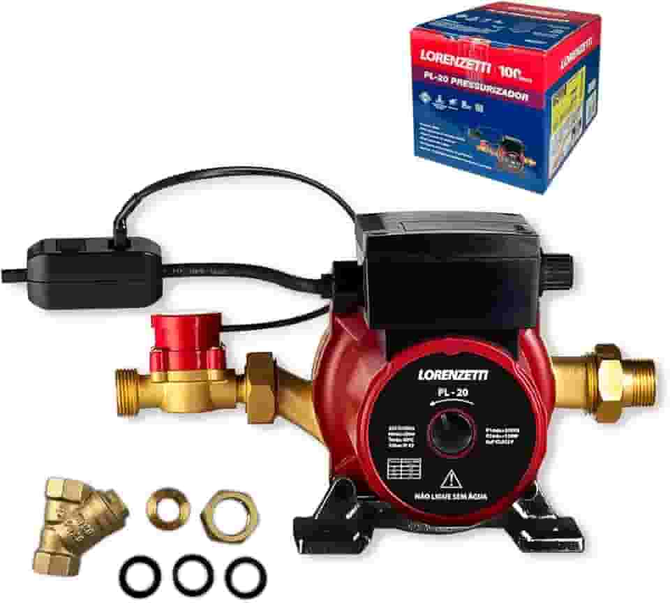 Pressurizador de Água Pl20 20 MCA 220V, Lorenzetti, 7541017, Vermelho/Preto, Pequeno Profissional
