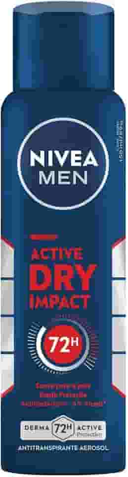 NIVEA MEN Desodorante Antitranspirante Aerossol Dry Impact 150ml - Proteção prolongada de 72h, dupla proteção antitranspirante, proteção extra seca, sem alumínio, corantes e conservantes