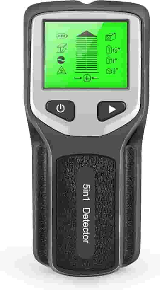 HLW330 Detector de pinos 5 em 1 Scanner de parede Digital portátil profissional multifuncional Detector de parede Cabo de fios vivos Scanner localizador de metal para tubos de água de PVC