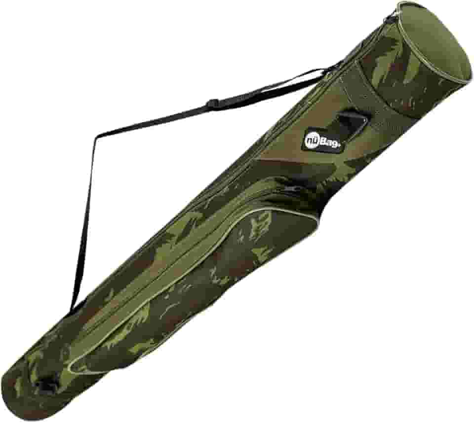 Capa Porta Varas Pescador 150cm Cor Camuflado com Bolso Lateral e Alça Tecido Resistente Nylon 600 Costura Reforçada Zíper Grosso