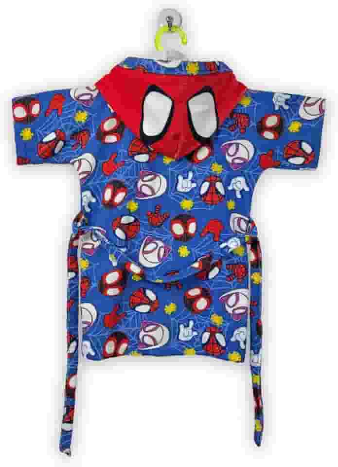 Roupão Aveludado Infantil Quimono Estampado com Capuz Spidey M Com 1 peça