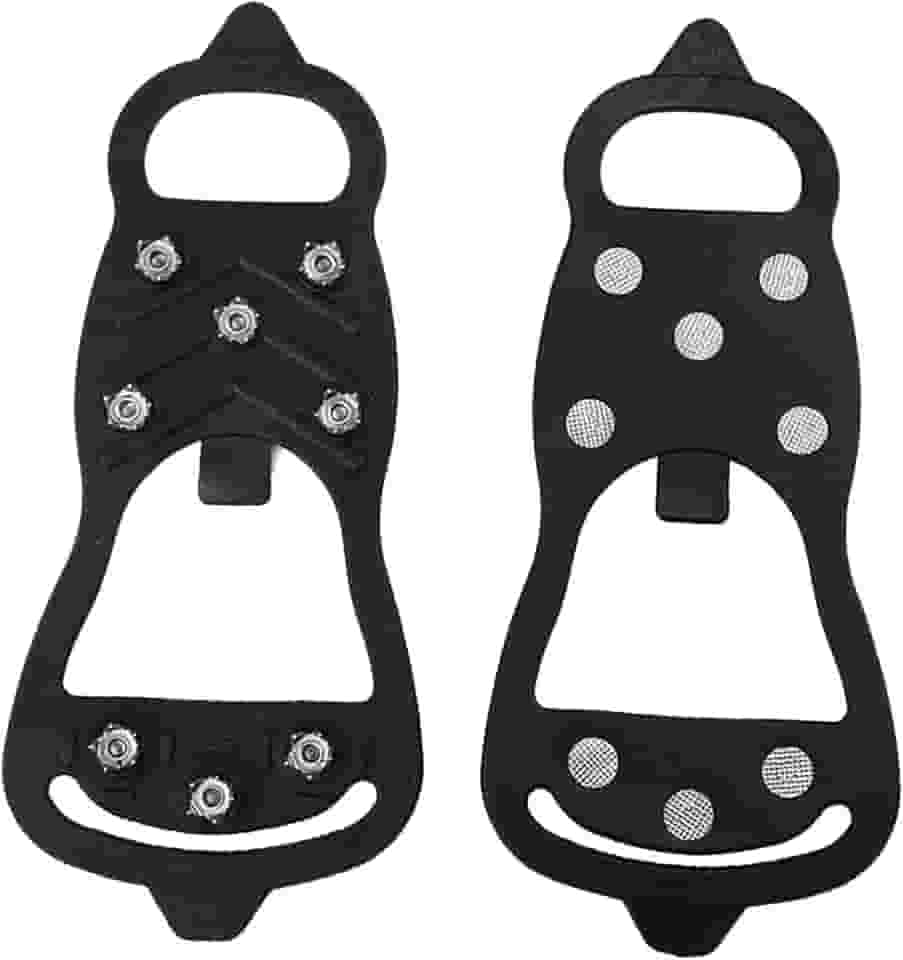 1 par de 8 picos crampons caminhada crampon spikes apertos antiderrapante tração pinças de gelo tração grampos para caminhadas montanhismo