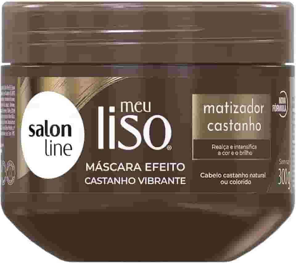 Salon Line, Meu Liso, Máscara, Matizador Castanho, Vegano - Para Cabelos Lisos, Ondulados, Alisados, Relaxados ou Quimicamente Tratados, 300g