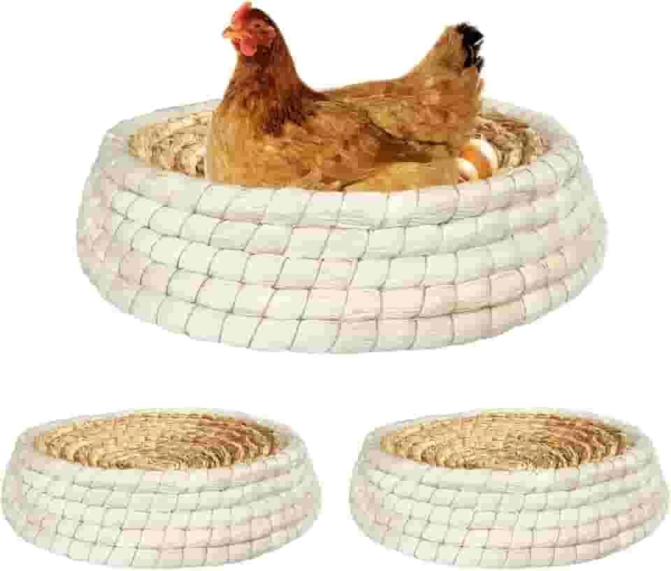 Toolzeen Ninho de galinheiro para galinheiro, palha de base plana feita à mão - pacote com 2 almofadas premium de 39,4 cm x 39,4 cm x 8,9 cm (2 ninhos)