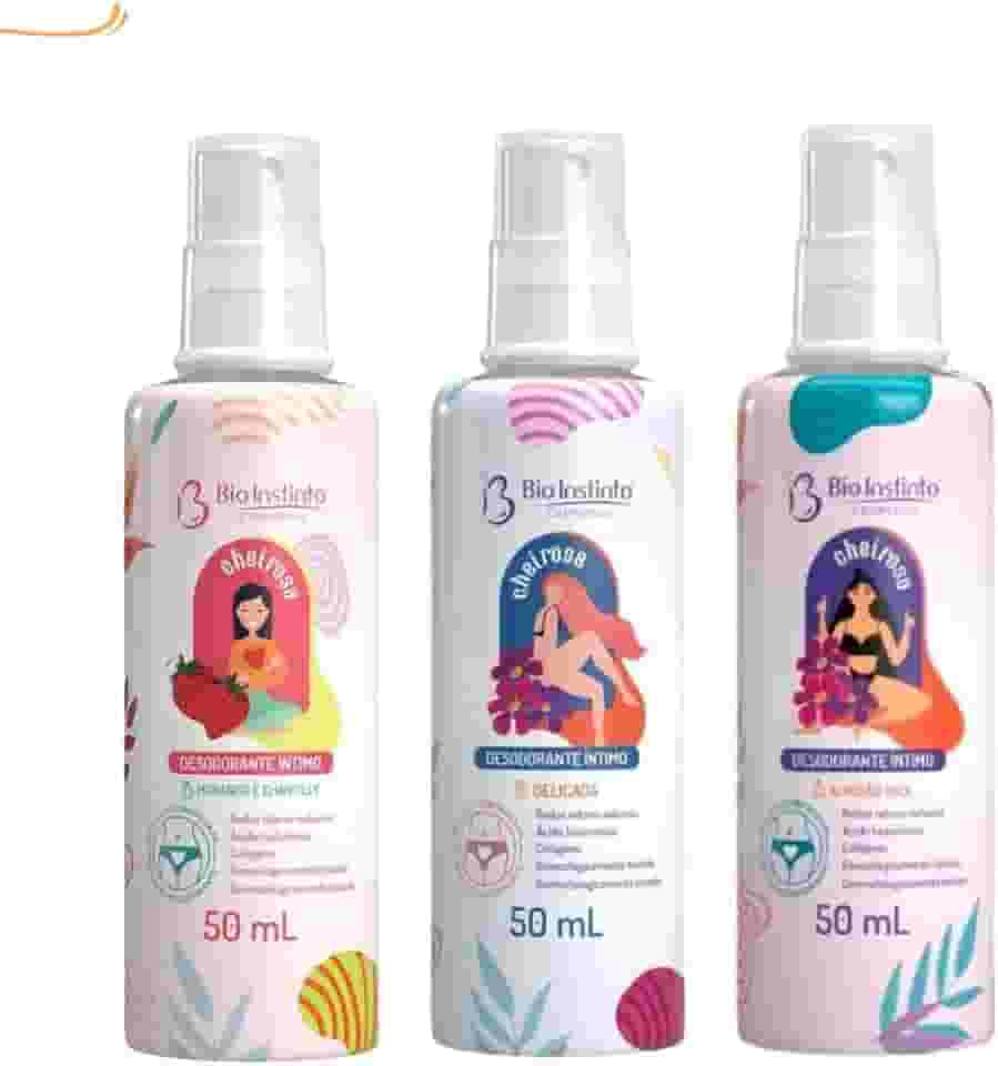 Kit Perfume Desodorante íntimo Delicada+Morango+Algodão Doce Bio Instinto 50ml