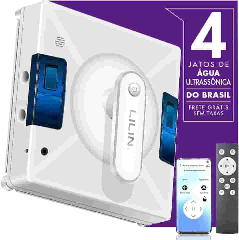Lilin YW509 Robô de Limpeza de Janelas com Quatro Bicos Ultrassônicos, Bivolt, Design Compacto, Sistema de proteção multinível, Planejamento inteligente de caminho, 3 modos de limpeza, Do Brasil