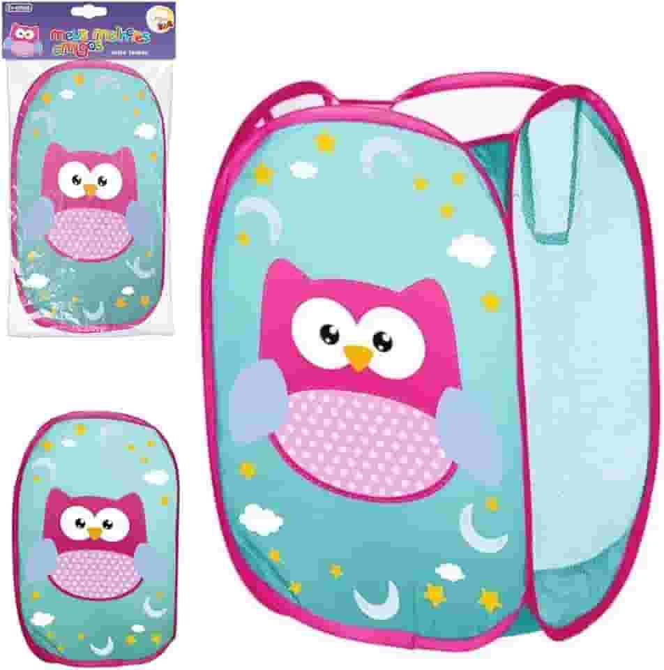 CESTO DOBRÁVEL INFANTIL ORGANIZADOR QUARTO BRINQUEDO CORUJA