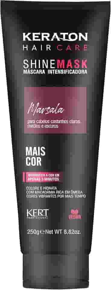 Keraton, Máscara matizadora hidratante, Trata e colore, Para cabelo castanho claro, médio e escuro, Shine Mask, 250g, Marsala