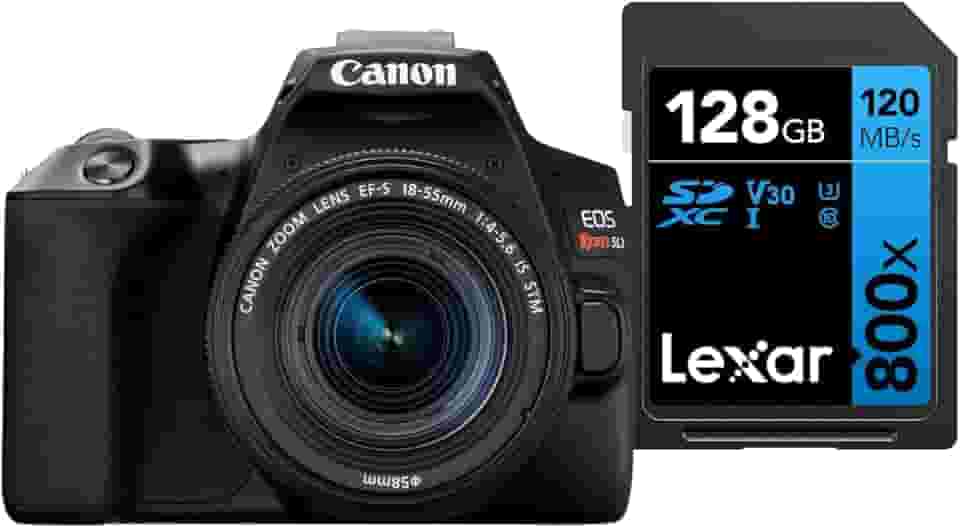 Canon Câmera Digital EOS Rebel SL3 (BKUS) 1855F4STM BR kit com Cartão de Memória Lexar Blue 128GB