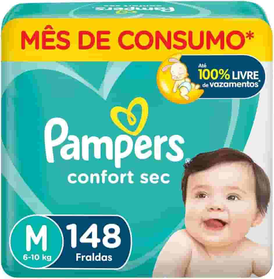 Fralda Pampers Confort Sec M - 148 fraldas