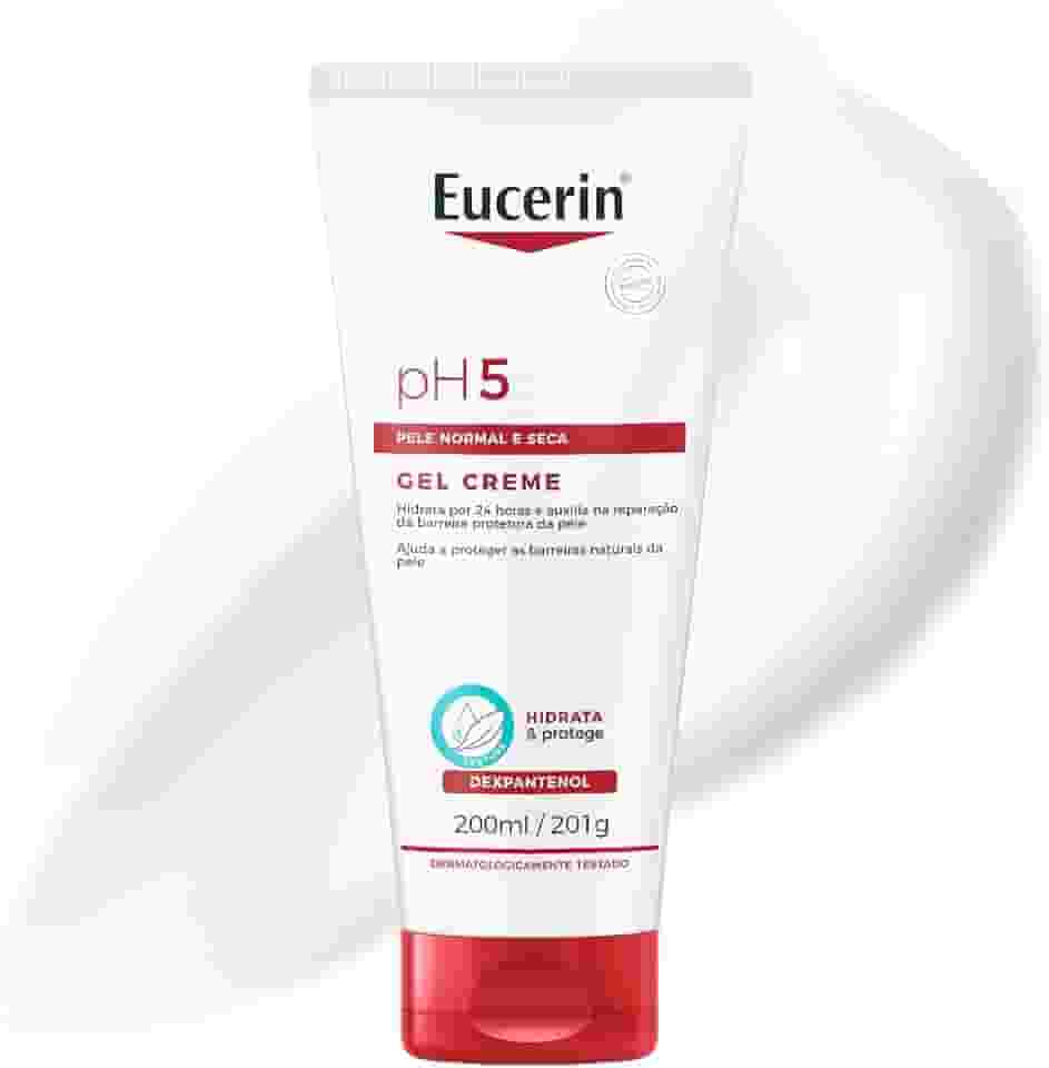 EUCERIN Gel Creme Hidratante Corporal pH5 200ml, Textura Ultraleve, Dexpantenol, Hidratação Diária, Pele Sensível e Seca