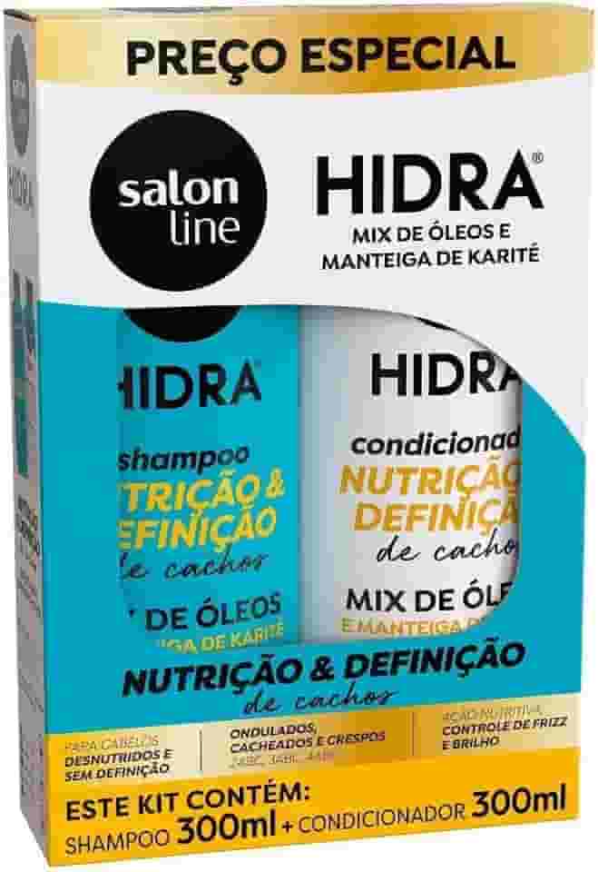 Salon Line, Kit Shampoo e Condicionador, Hidra, Nutrição & Definição de Cachos, Vegano - Para Cabelos Ondulados, Cacheados e Crespos, 300ml