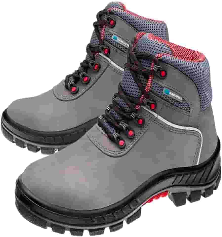 Bota botina Segurança Ocupacional EPI Marluvas Linha Premier 75BPR-PVC cabedal em Nobuck Bico PVC e solado Bidensidade com Estabilizador