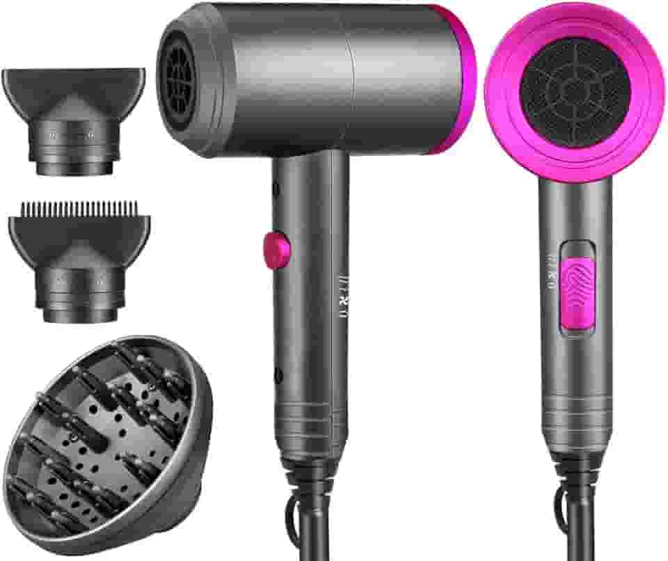 Secador de Cabelo Iônico Profissional Spriak, Ar Quente/Frio, Motor CA Potente de 1800 W, Secagem Rápida, 2 Velocidades/3 Aquecimento, com 2 Bocais e 1 Difusor