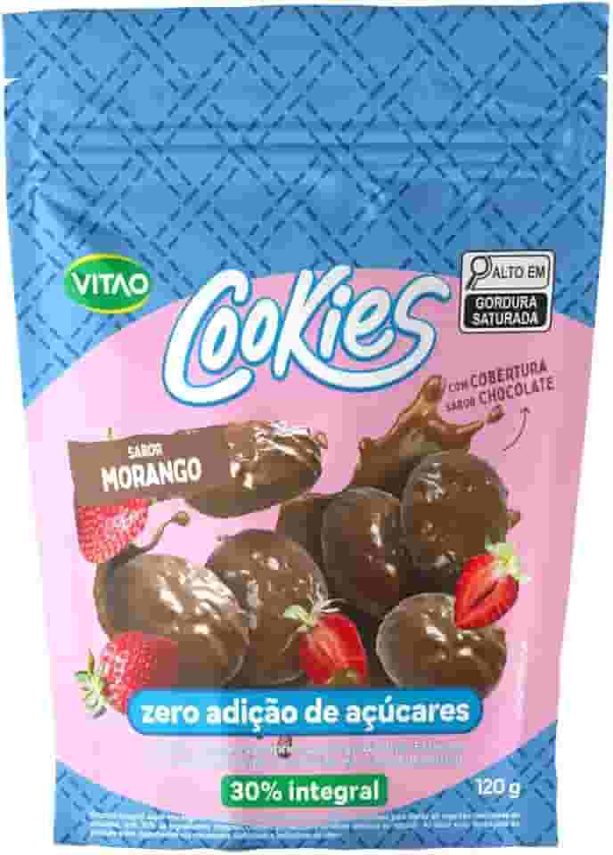 Vitao Cookies Zero Morango Cobertura Chocolate 150G