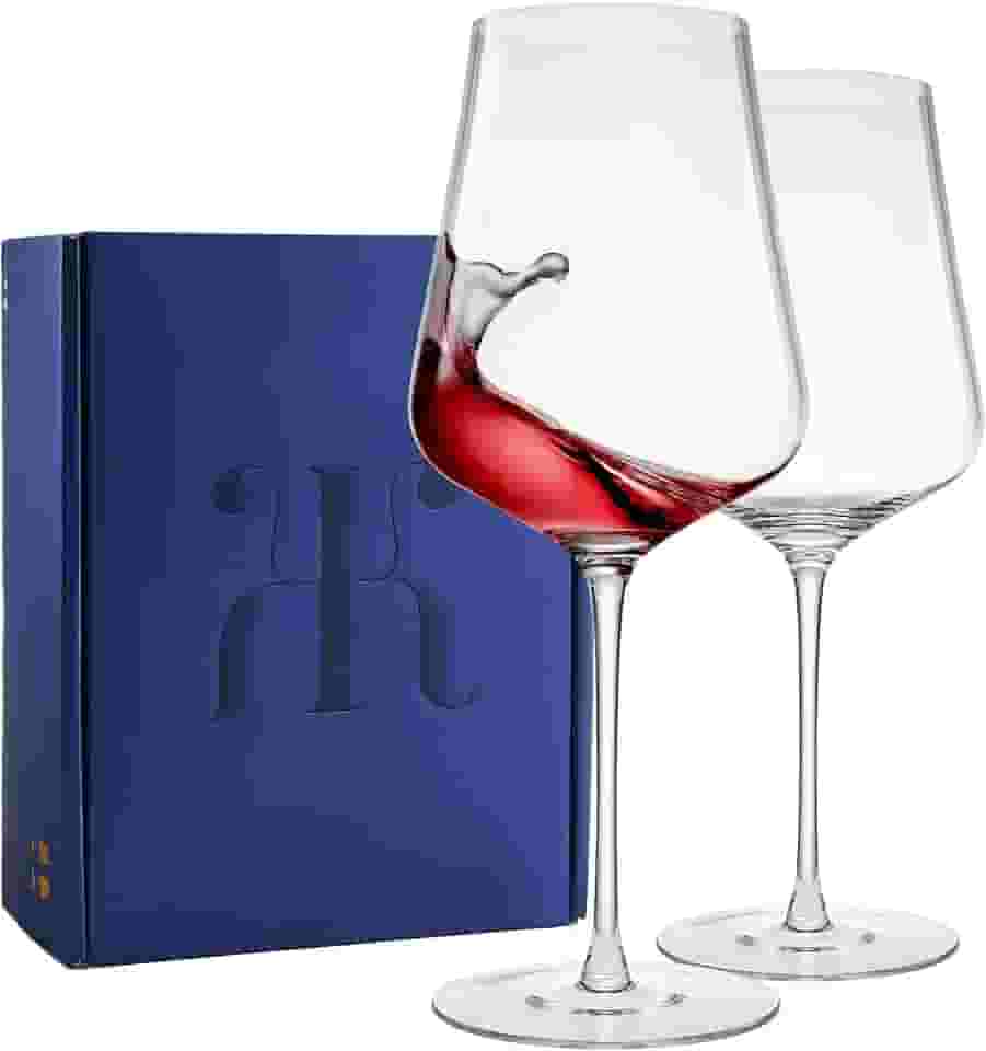 Copos de vinho de cristal fino moderno universal multiuso, taça de vinho mais leve do mundo (88 gramas) haste longa alta durável e resistente | 2 conjuntos de vidro | soprado à mão e sem chumbo,