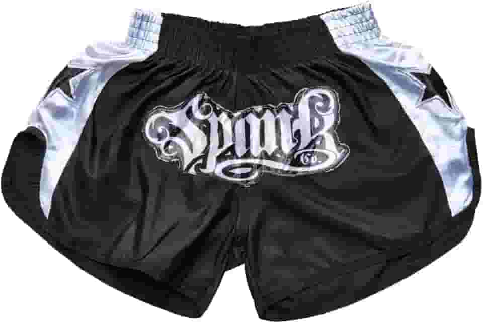 Short de Muaythai Kickboxing Profissional Spank (G, PRETO-PRATA)