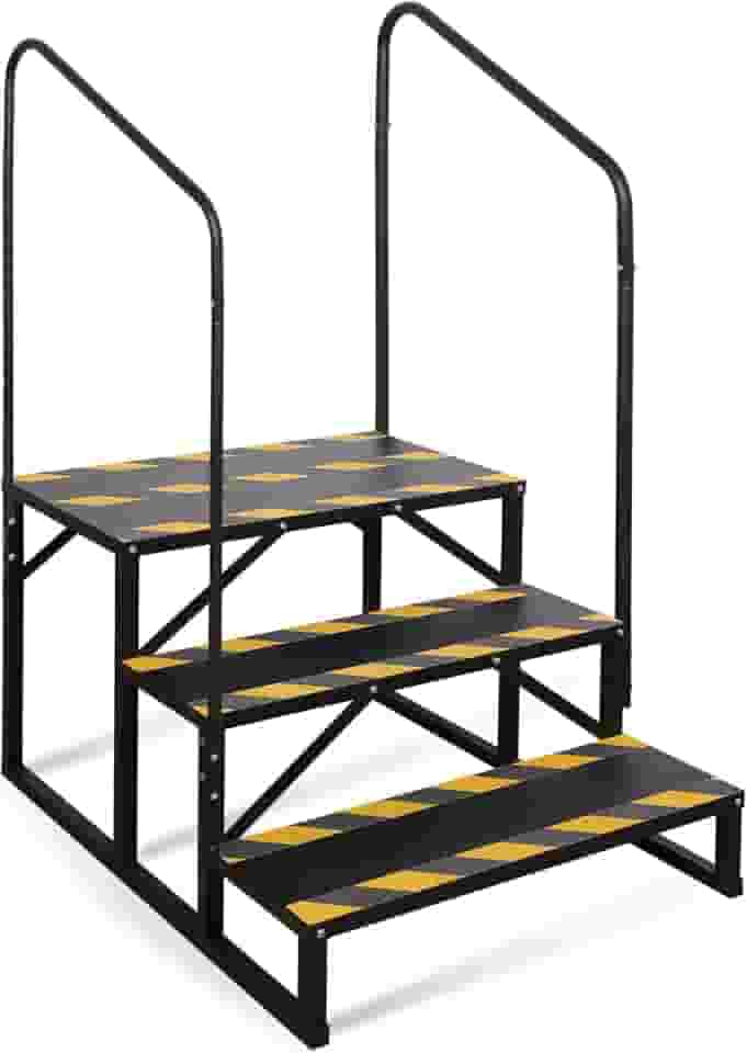 Escadas de trailer de 3 degraus, degraus de banheira de hidromassagem, escada de spa ao ar livre com corrimão duplo, escada portátil econômica de 5ª roda para trailer de viagem, motorhome