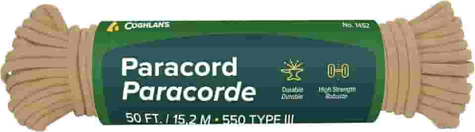Coghlan's Paracorde de nylon de 15 metros, corda de sobrevivência tipo III 550 com 7 fios principais, resistência à ruptura de 250 kg - Equipamento versátil ao ar livre para acampamento, abrigo