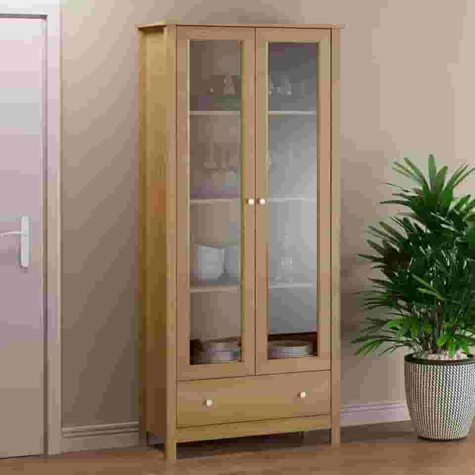 Cristaleira c iluminação 2 Portas 1 Gaveta Ditália E-954 cor:diamond