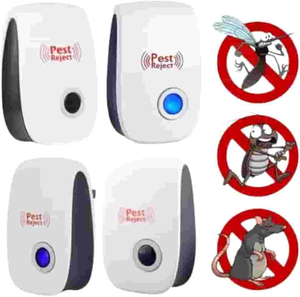 Kit 4 Repelentes Ultrassônicos de Tomada Paki Anti Insetos Mosquitos Baratas Bivolt Elétrico Plug Brasil Sem Cheiro Seguro para Pets
