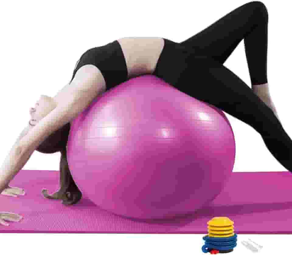 GODREAM Bola de Pilates, Bola de Fisioterapia, Bola Suiça, 55 cm, 65 cm, 75 cm, Antiestouro, Suporta até 300kg, Ideal para Gravidez, Fitness, Exercicios, Pilates e Yoga em casa, com Bomba