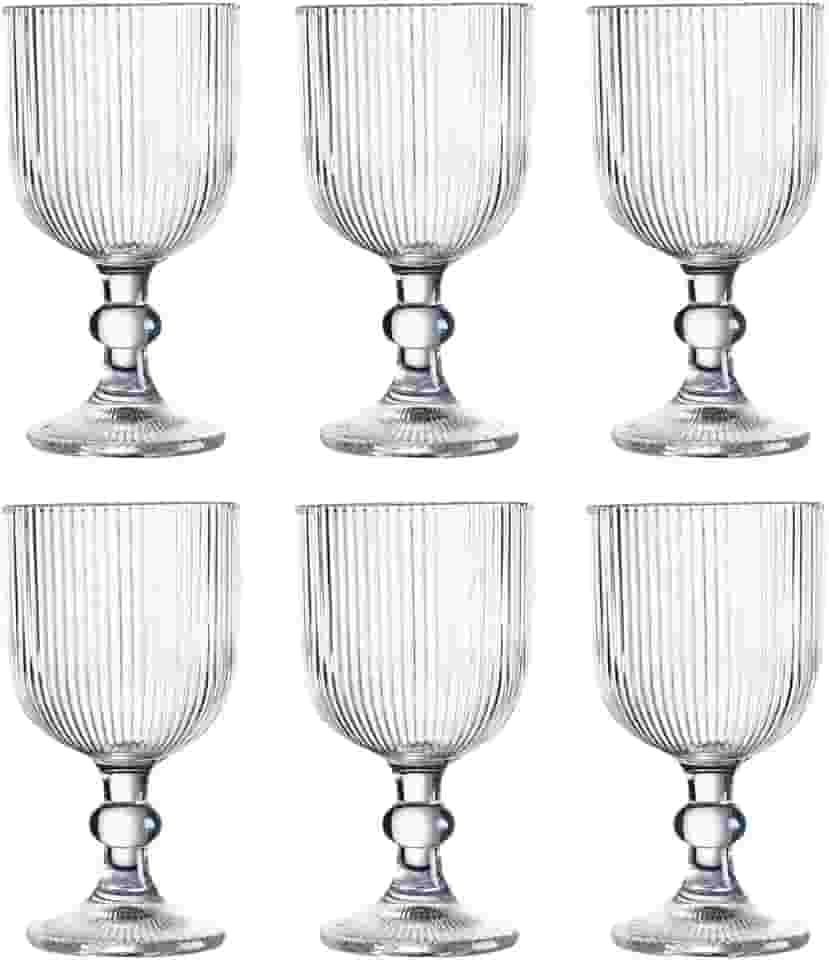 Jogo com 6 Taças de Vidro Canelado 380ml Design Elegante e Resistente Ideal para Suco Água Refrigerante Drinks e Café Transparente para Cozinha Bar e Restaurante