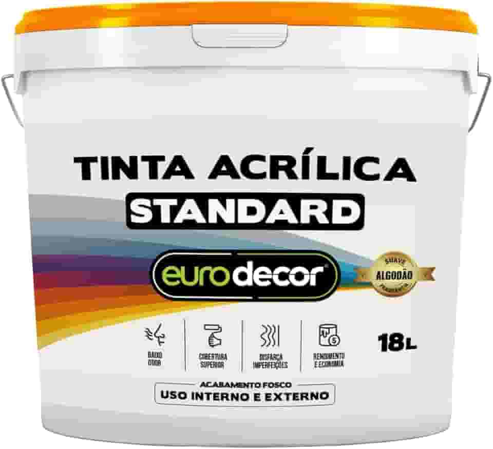 Tinta Acrílica Standard Euro Decor 18L Sem Cheiro Anti Mofo Interior e Exterior (Branco)