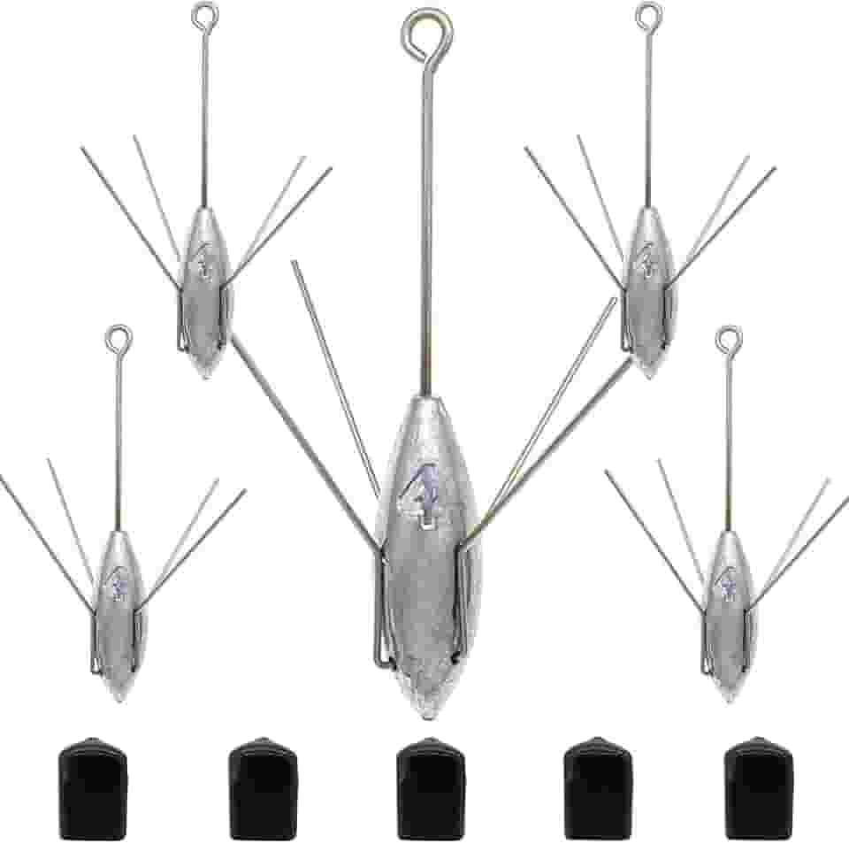Chumbadas De Pesca Sputnik, Equipamento Com Chumbo, Aranha Para Surfe Cauda Longa Bagres, Água Salgada, Areia Praia E Oceano (4 Oz - 5 Unidades)