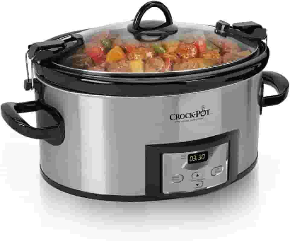 Crock-Pot Sccpvl610-S-A Cozinheira E Transportar Fogão Lento Programável Com Temporizador Digital, Aço Inoxidável 6 Quartos