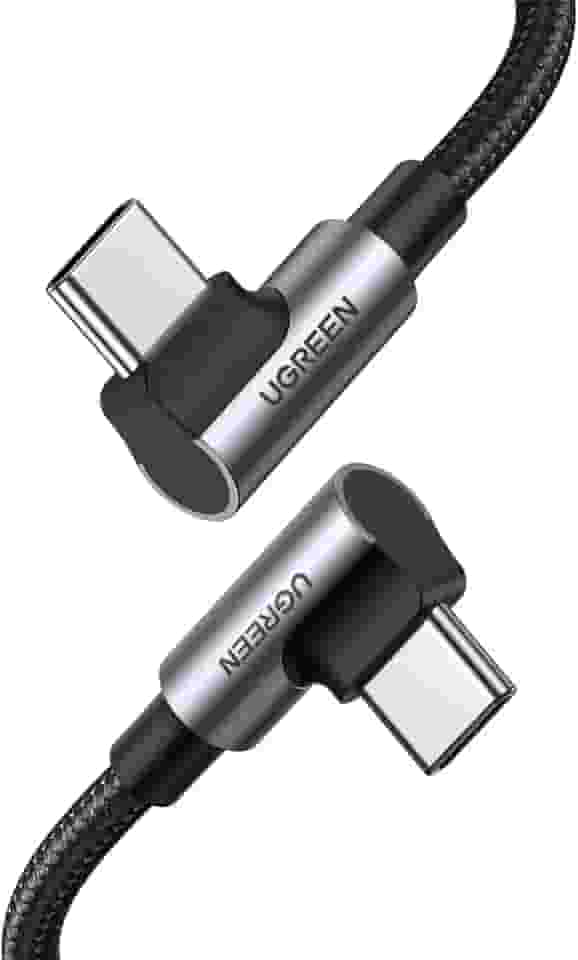 UGREEN Cabo USB C para USB C de 100 W, cabo tipo C de 90 graus para iPhone 15/15 Plus/15 Pro/15 Pro Max, MacBook Pro 2022, iPad Pro 2022, Samsung Galaxy S24/S23/Z Fold, Google Pixel, Switch, 3