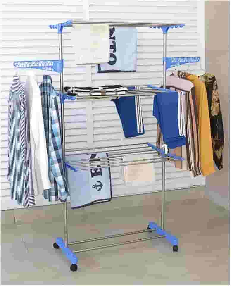 Varal de Chão Multifuncional Vertical Retrátil Aluminio - 3 Andares