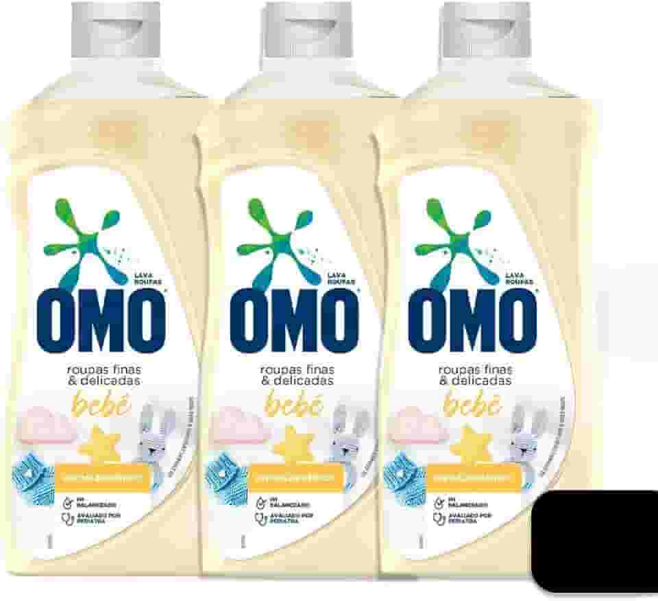 OMO Sabão Líquido para Roupas Finas e Delicadas, Bebê, Hipoalergênico, pH Balanceado, 3 Unidades 450ml