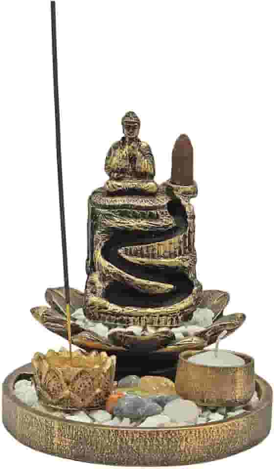 Jardim Zen de 2 Andares C/Incensário Cascata Buda + Incensos (Buda Tibetano)