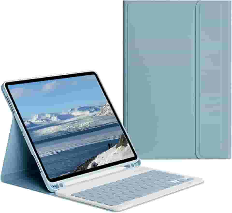 Capa Para Tablet Com Teclado Bluetooth Para iPad 7/8/9 Geração iPad Air3 iPad Pro10,5 Polegadas (Azul Enevoado, Teclado comum)