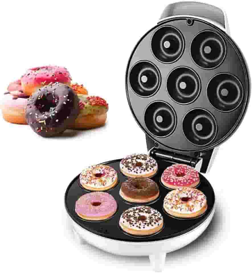 Máquina de Donuts Antiaderente – 7 Cavidades para Confeitaria Caseira, Ideal para Fazer Donuts Rápido e Sem Grudar - Premium
