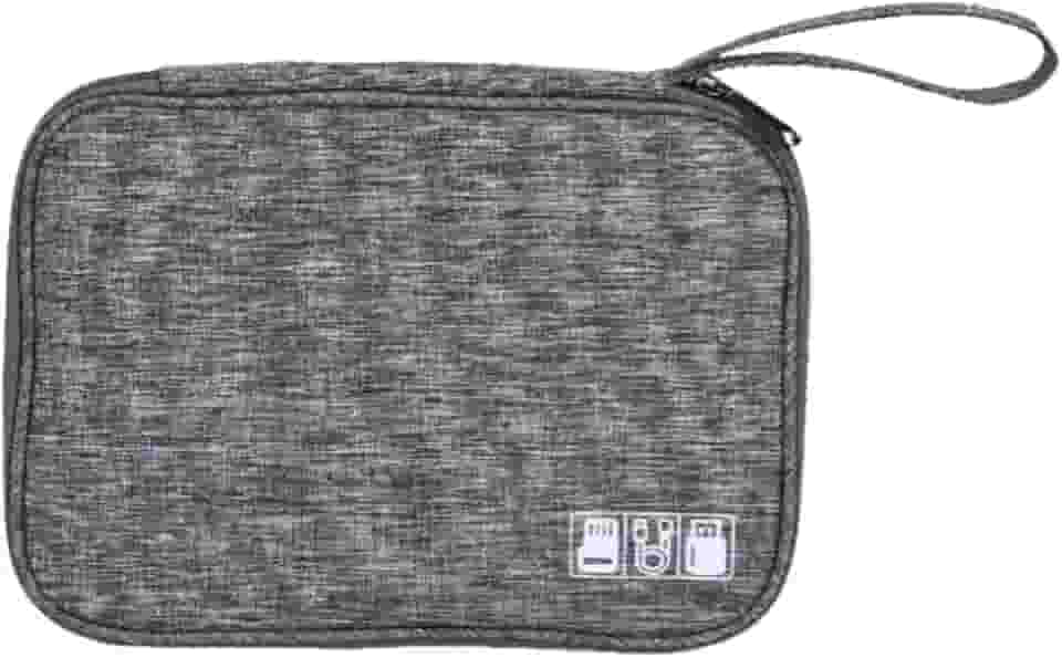 Bolsa Organizadora Portátil para Cabos e Acessórios Eletrônicos, Estojo de Viagem com Divisórias (Cinza)