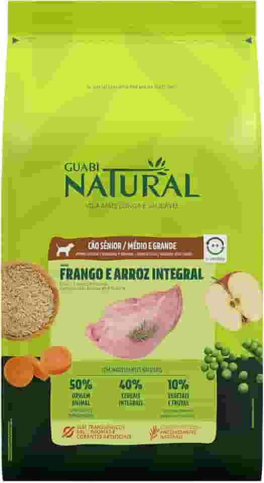 Guabi Natural, Ração Cães Sênior Porte Médio E Grande, Frango E Arroz Integral, 12Kg