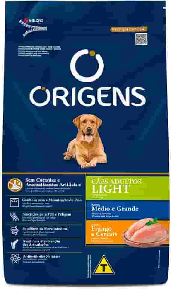 Ração Origens Cães Adultos Light Raças Médias e Grandes Frango e Cereais - 15kg