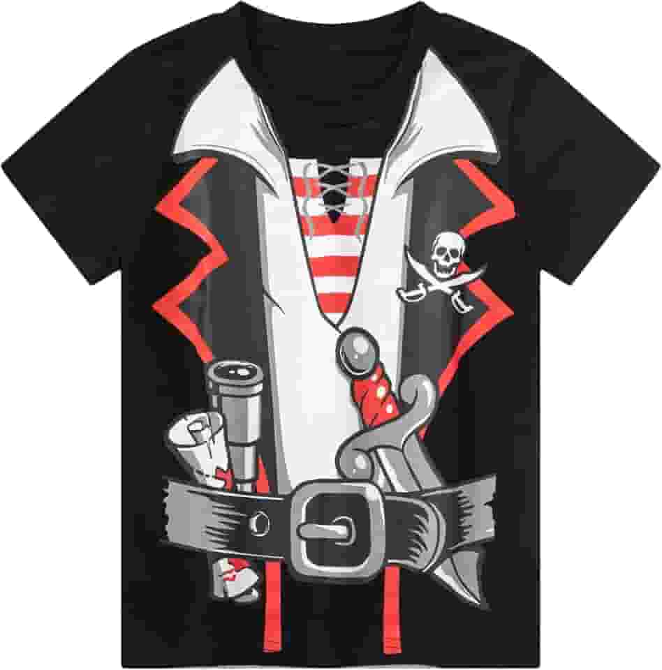 Criança-Unissex Camiseta Infantil De Manga Curta Little Pirate Cute Halloween Buccaneer (8T)