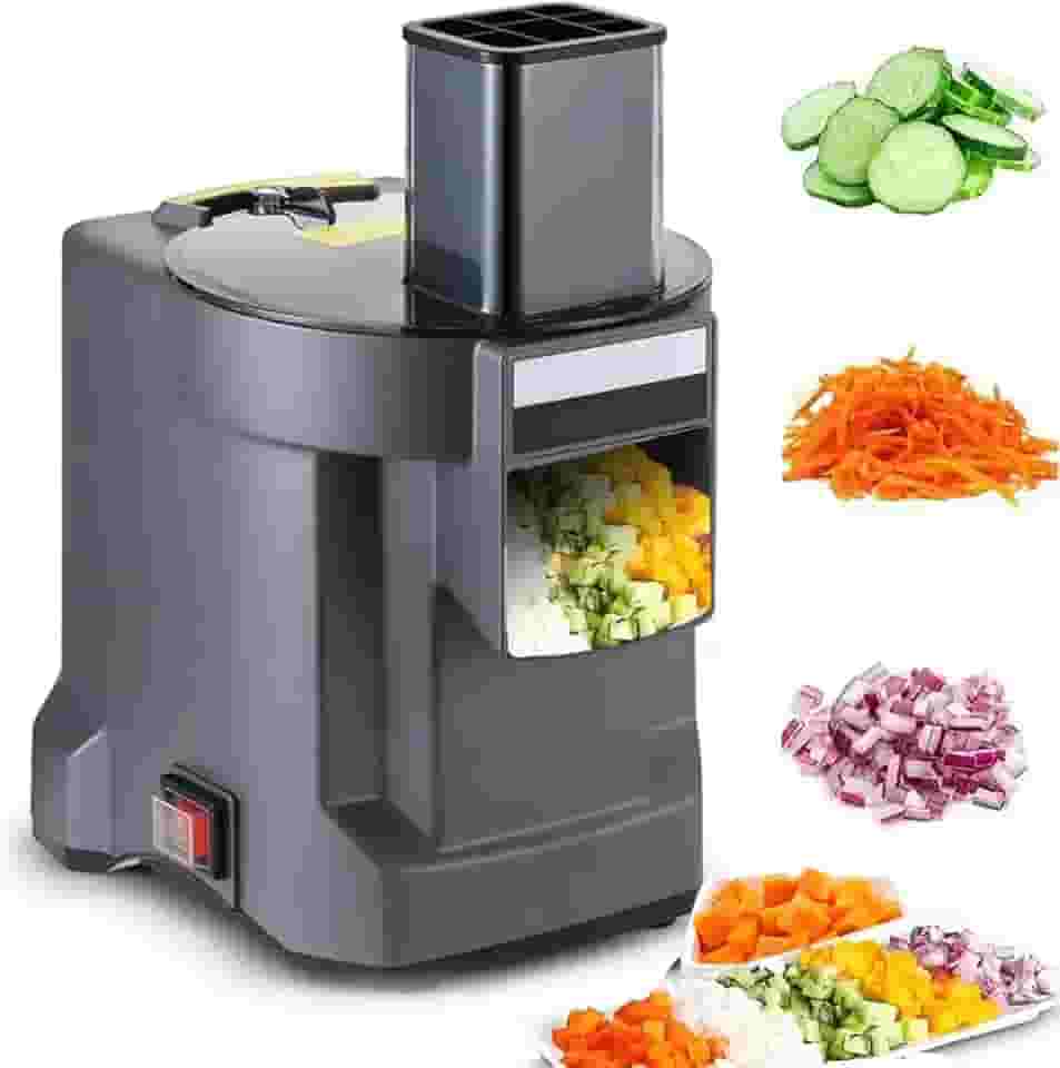 Cortador de Legumes Elétrico 3 em 1 - Processador de Alimentos para Fatiar, Picar e Ralar com Alimentador Extra-Largo, Motor Commercial