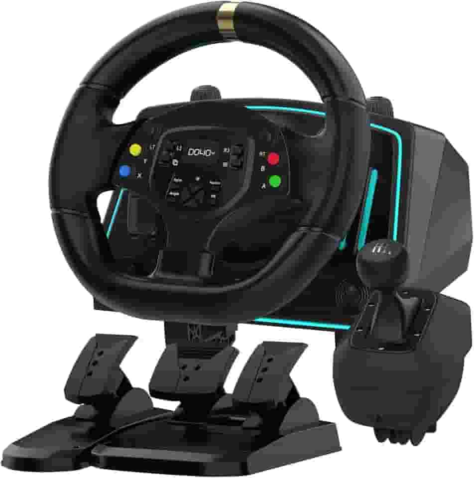 NBCP Racing Wheel, Gaming Steering Wheels 1080° Driving Sim Car Simulator with Pedals Clutch Paddle Gear Shifters for Xbox One/Xbox Series X S/ PS4/ PS3/ PC/Xinput/Xbox 360/ Switch/Android