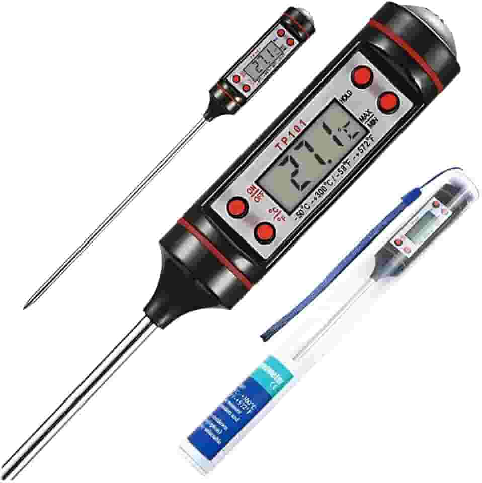 Termômetro Digital Culinário Display De Alta Precisão Para Alimentos Fácil Leitura Suporta Temperaturas até 300°C - Comidas, Líquidos, Carnes, Fornos e Cozinha - Alta Durabilidade Premium