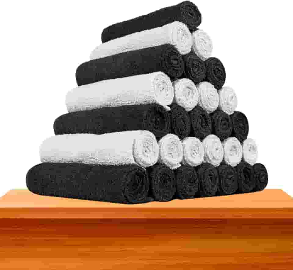 Kit 10 - Toalhas De Rosto Para Salão - Profiline (5 Brancas + 5 Pretas)