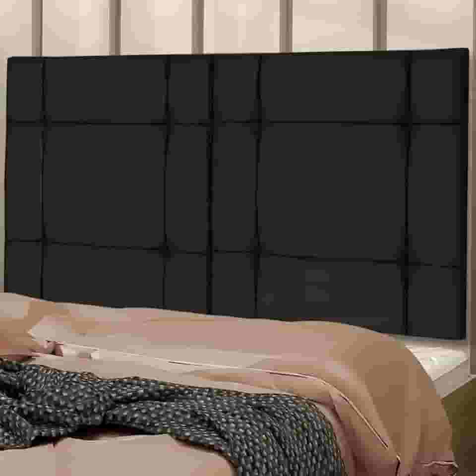 CABECEIRA CAMA CASAL BOX 140cm Estofada ELLEGANCY Preto