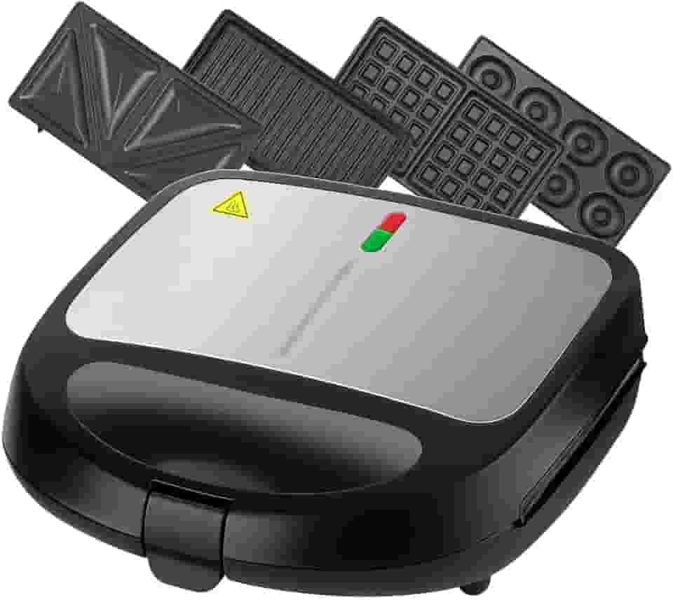 Sanduicheira Elétrica 4 em 1 Grill Misteira Waffle Donuts Antiaderente 220v