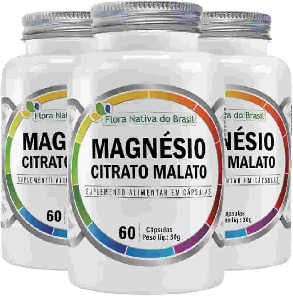 KIT 3X Magnésio Citrato Malato 60 Cápsulas - Flora Nativa
